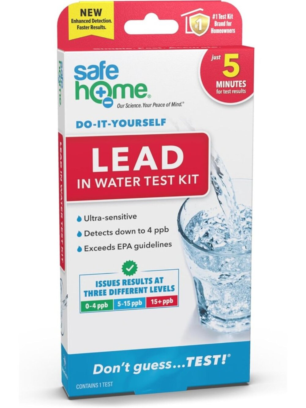 DIY Lead Water Test Kit – Fast 5-Minute Results, EPA Certified, 3 Testing Levels